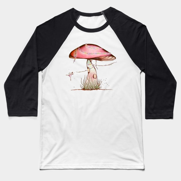 Summer Mushroom Baseball T-Shirt by IndiasIllustrations